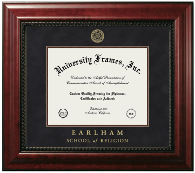Earlham School of Religion Diploma Frame in Executive with Mahogany Fillet with Black Suede Mat for document: 8 1/2"h x 11"w  
