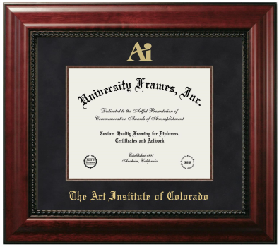 Art Institute of Colorado Diploma Frame in Executive with Mahogany Fillet with Black Suede Mat for document: 8 1/2"h x 11"w  