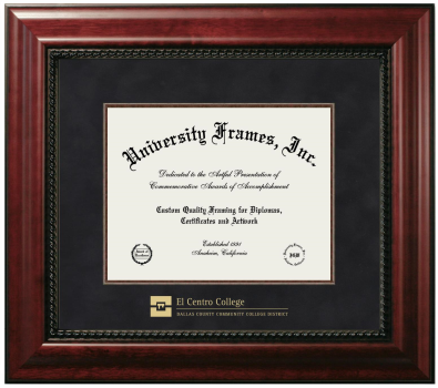 El Centro Community College Diploma Frame in Executive with Mahogany Fillet with Black Suede Mat for document: 8 1/2"h x 11"w  