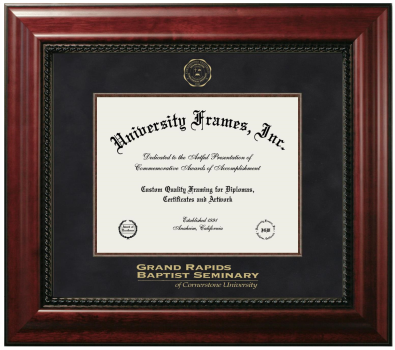 Grand Rapids Baptist Seminary Of Cornerstone University Diploma Frame in Executive with Mahogany Fillet with Black Suede Mat for document: 8 1/2"h x 11"w  