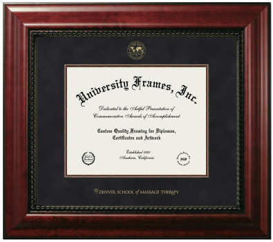 Denver School of Massage Therapy Diploma Frame in Executive with Mahogany Fillet with Black Suede Mat for document: 8 1/2"h x 11"w  