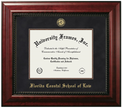 Florida Coastal School of Law Diploma Frame in Executive with Mahogany Fillet with Black Suede Mat for document: 8 1/2"h x 11"w  