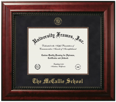 McCallie School Diploma Frame in Executive with Mahogany Fillet with Black Suede Mat for document: 8 1/2"h x 11"w  