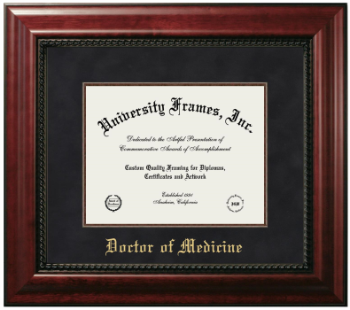 Doctor of Medicine Diploma Frame in Executive with Mahogany Fillet with Black Suede Mat for document: 8 1/2"h x 11"w  