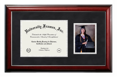 Bluegrass Community & Technical College Diploma with 5 x 7 Portrait Frame in Classic Mahogany with Silver Trim with Black Suede & Silver Mats for document: 8 1/2"h x 11"w  