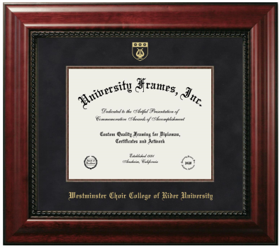 Westminster Choir College of Rider University Diploma Frame in Executive with Mahogany Fillet with Black Suede Mat for document: 8 1/2"h x 11"w  