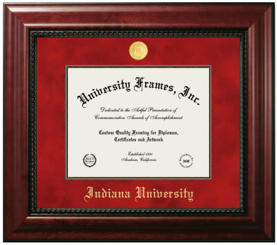 Indiana University Diploma Frame in Executive with Mahogany Fillet with Red Suede Mat for document: 8 1/2"h x 11"w  