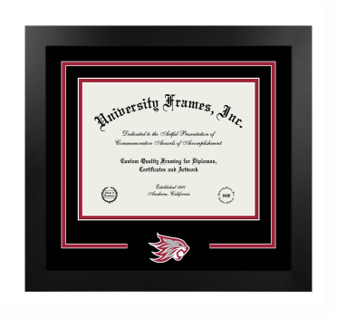 California State University, Chico College of Agriculture Logo Mat Frame in Manhattan Black with Black & Crimson Mats for document: 8 1/2"h x 11"w  