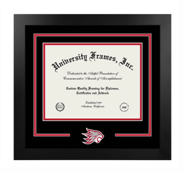 California State University, Chico College of Natural Sciences Logo Mat Frame in Manhattan Black with Black & Red Mats for document: 8 1/2"h x 11"w  