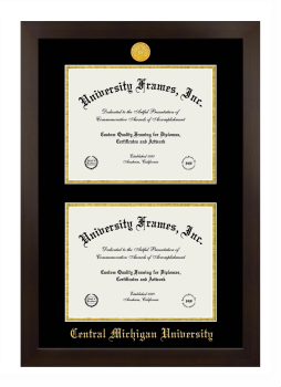Central Michigan University Double Diploma Frame in Manhattan Espresso with Black & Gold Mats for document: 8 1/2"h x 11"w  , document: 8 1/2"h x 11"w  