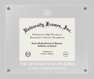 University of Arizona College of Optical Sciences Lucent Clear-over-Clear Frame in Lucent Clear Moulding with Lucent Clear Mat for document: 8 1/2"h x 11"w  