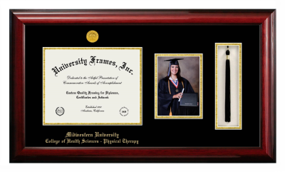 Midwestern University College of Health Sciences - Physical Therapy (Downers Grove, IL) Diploma with 5 x 7 Portrait & Tassel Box Frame in Classic Mahogany with Black & Gold Mats for document: 8 1/2"h x 11"w  