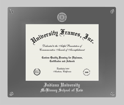 Indiana University McKinney School of Law Lucent Clear-over-Smoke Frame in Lucent Smoke Moulding with Lucent Smoke Mat for document: 8 1/2"h x 11"w  