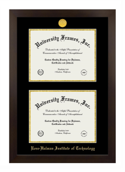 Rose-Hulman Institute of Technology Double Diploma Frame in Manhattan Espresso with Black & Gold Mats for document: 8 1/2"h x 11"w  , document: 8 1/2"h x 11"w  