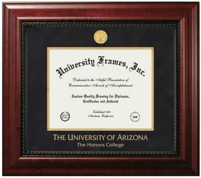 University of Arizona The Honors College Diploma Frame in Executive with Gold Fillet with Black Suede Mat for document: 8 1/2"h x 11"w  