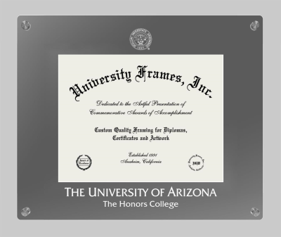 University of Arizona The Honors College Lucent Clear-over-Smoke Frame in Lucent Smoke Moulding with Lucent Smoke Mat for document: 8 1/2"h x 11"w  