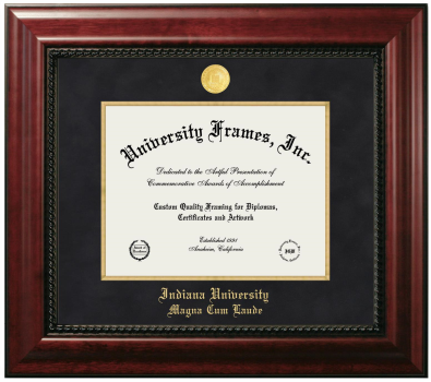 Indiana University Magna Cum Laude Diploma Frame in Executive with Gold Fillet with Black Suede Mat for document: 8 1/2"h x 11"w  