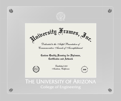 University of Arizona College of Engineering Lucent Clear-over-Clear Frame in Lucent Clear Moulding with Lucent Clear Mat for document: 8 1/2"h x 11"w  