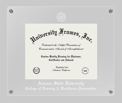 Arizona State University College of Nursing & Healthcare Innovation Lucent Clear-over-Clear Frame in Lucent Clear Moulding with Lucent Clear Mat for document: 8 1/2"h x 11"w  