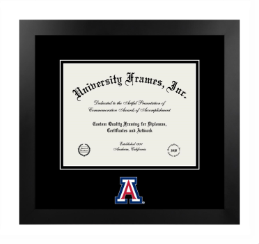 University of Arizona College of Fine Arts Logo Mat Frame in Manhattan Black with  Mat for document: 8 1/2"h x 11"w  