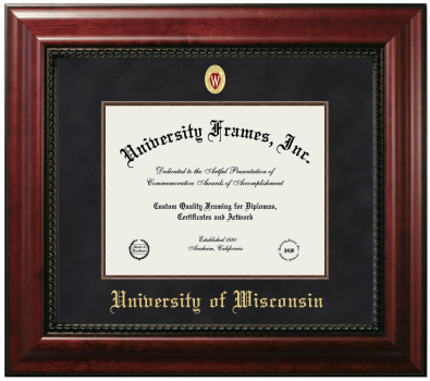 University of Wisconsin (Madison) Diploma Frame in Executive with Mahogany Fillet with Black Suede Mat for document: 8 1/2"h x 11"w  