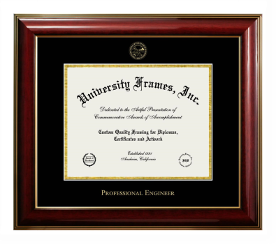 Professional Engineer  (Minnesota) Diploma Frame in Classic Mahogany with Gold Trim with Black & Gold Mats for document: 8 1/2"h x 11"w  
