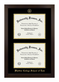 Whittier College School of Law Double Diploma Frame in Manhattan Espresso with Black & Gold Mats for document: 8 1/2"h x 11"w  , document: 8 1/2"h x 11"w  