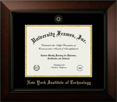 New York Institute of Technology Diploma Frame in Legacy Black Cherry with Black & Gold Mats for document: 8 1/2"h x 11"w  