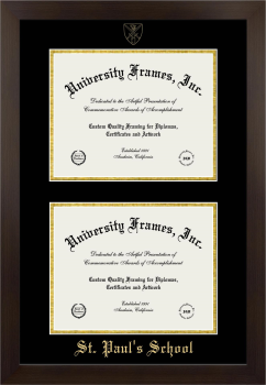 St. Paul's School Double Diploma Frame in Manhattan Espresso with Black & Gold Mats for document: 8 1/2"h x 11"w  , document: 8 1/2"h x 11"w  
