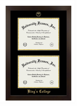 King's College (Wilkes-Barre) Double Diploma Frame in Manhattan Espresso with Black & Gold Mats for document: 8 1/2"h x 11"w  , document: 8 1/2"h x 11"w  