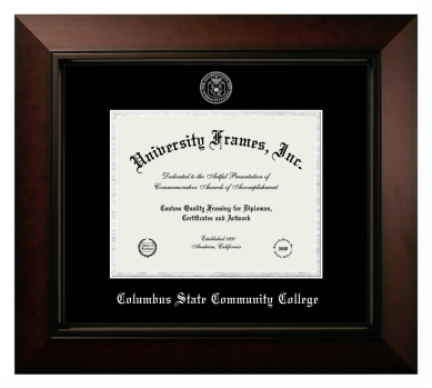 Columbus State Community College Diploma Frame in Legacy Black Cherry with Black & Silver Mats for document: 7"h x 9"w  