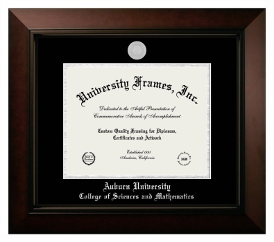 Auburn University College of Sciences and Mathematics Diploma Frame in Legacy Black Cherry with Black & Silver Mats for document: 8 1/2"h x 11"w  