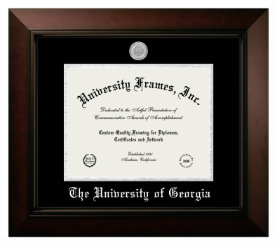 The University of Georgia Diploma Frame in Legacy Black Cherry with Black & Silver Mats for document: 8 1/2"h x 11"w  