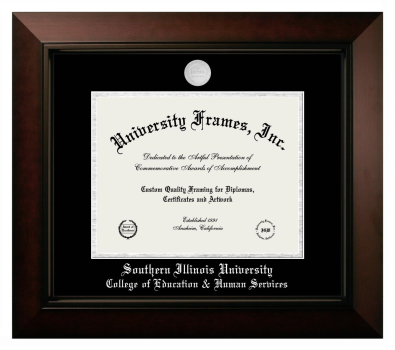 Southern Illinois University (Carbondale) College of Education & Human Services Diploma Frame in Legacy Black Cherry with Black & Silver Mats for document: 8 1/2"h x 11"w  