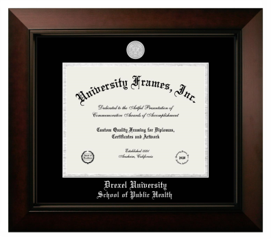 Drexel University School of Public Health Diploma Frame in Legacy Black Cherry with Black & Silver Mats for document: 8 1/2"h x 11"w  