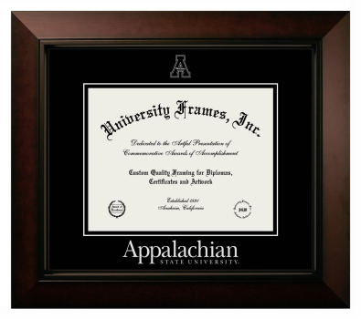 Appalachian State University Diploma Frame in Legacy Black Cherry with Black & Black Mats for document: 8 1/2"h x 11"w  