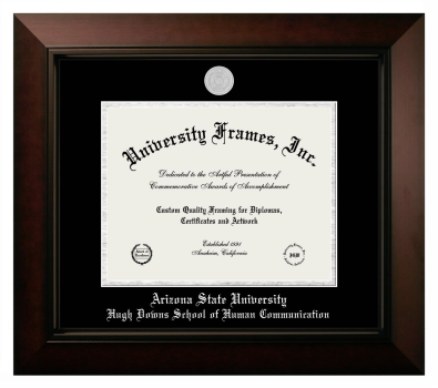 Arizona State University Hugh Downs School of Human Communication Diploma Frame in Legacy Black Cherry with Black & Silver Mats for document: 8 1/2"h x 11"w  