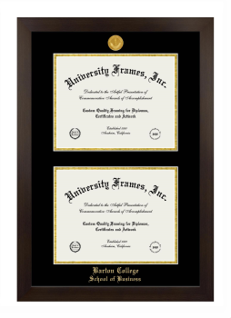 Barton College School of Business Double Diploma Frame in Manhattan Espresso with Black & Gold Mats for document: 8 1/2"h x 11"w  , document: 8 1/2"h x 11"w  