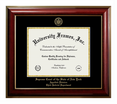 Supreme Court of the State of New York Appellate Division Third Judicial Department Diploma Frame in Classic Mahogany with Gold Trim with Black & Gold Mats for document: 8 1/2"h x 11"w  