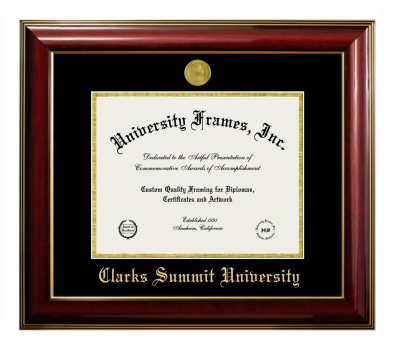 Clarks Summit University Diploma Frame in Classic Mahogany with Gold Trim with Black & Gold Mats for document: 8 1/2"h x 11"w  