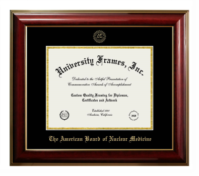 American Board of Nuclear Medicine Diploma Frame in Classic Mahogany with Gold Trim with Black & Gold Mats for document: 8 1/2"h x 11"w  