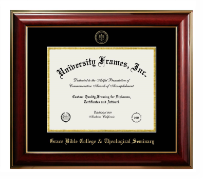 Grace Bible College & Theological Seminary Diploma Frame in Classic Mahogany with Gold Trim with Black & Gold Mats for document: 8 1/2"h x 11"w  