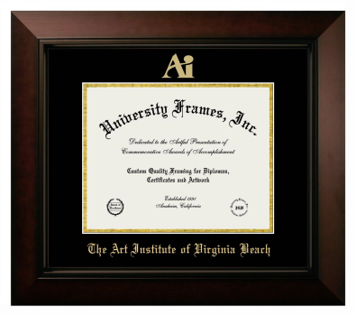 Art Institute of Virginia Beach Diploma Frame in Legacy Black Cherry with Black & Gold Mats for document: 8 1/2"h x 11"w  