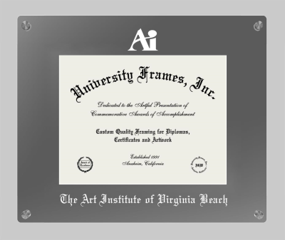 Art Institute of Virginia Beach Lucent Clear-over-Smoke Frame in Lucent Smoke Moulding with Lucent Smoke Mat for document: 8 1/2"h x 11"w  