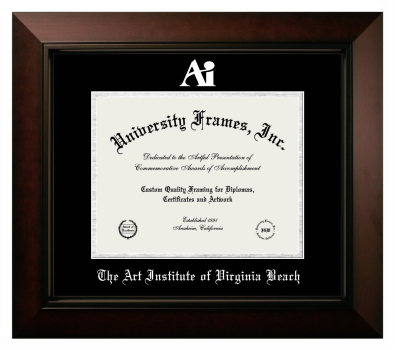 Art Institute of Virginia Beach Diploma Frame in Legacy Black Cherry with Black & Silver Mats for document: 8 1/2"h x 11"w  