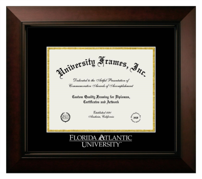Florida Atlantic University (Boca Raton) Diploma Frame in Legacy Black Cherry with Black & Gold Mats for document: 8 1/2"h x 11"w  