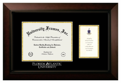 Florida Atlantic University (Boca Raton) Diploma with Announcement Frame in Legacy Black Cherry with Black & Gold Mats for document: 8 1/2"h x 11"w  , diploma: 7"h x 4"w  