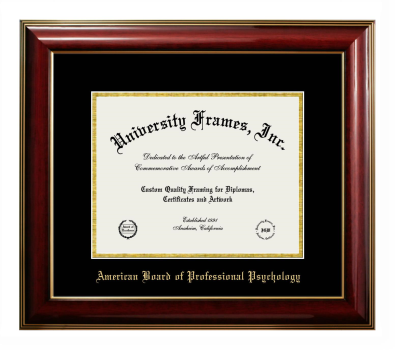 American Board of Professional Psychology Diploma Frame in Classic Mahogany with Gold Trim with Black & Gold Mats for document: 8 1/2"h x 11"w  