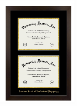 American Board of Professional Psychology Double Diploma Frame in Manhattan Espresso with Black & Gold Mats for document: 8 1/2"h x 11"w  , document: 8 1/2"h x 11"w  