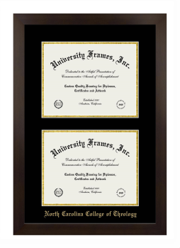 North Carolina College of Theology Double Diploma Frame in Manhattan Espresso with Black & Gold Mats for document: 8 1/2"h x 11"w  , document: 8 1/2"h x 11"w  